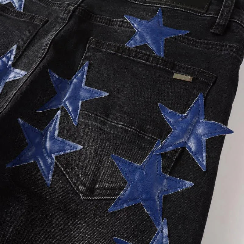 Levoire | Pantalons étoilés noirs pour hommes