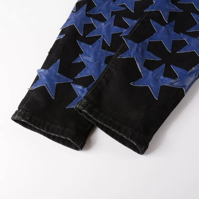 Levoire | Pantalons étoilés noirs pour hommes