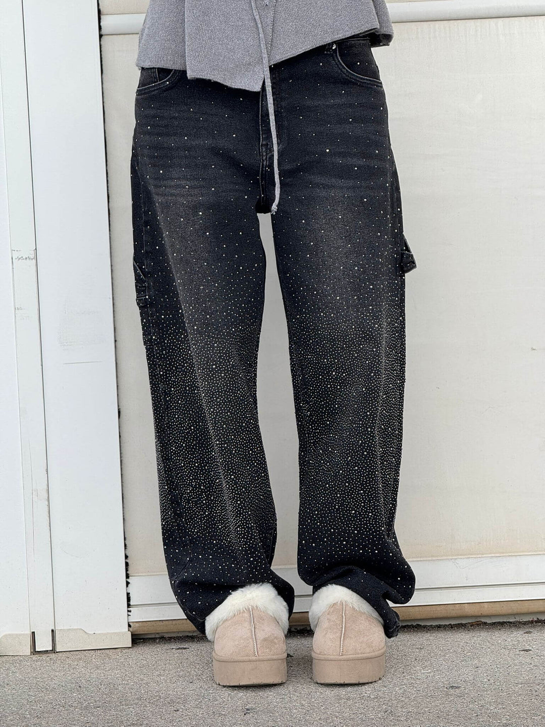 Levoire | Pantalons larges tendance en denim Noir