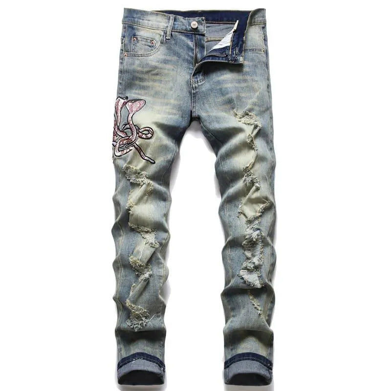 Levoire | Jean homme Hand-whiten Vintage Bleu