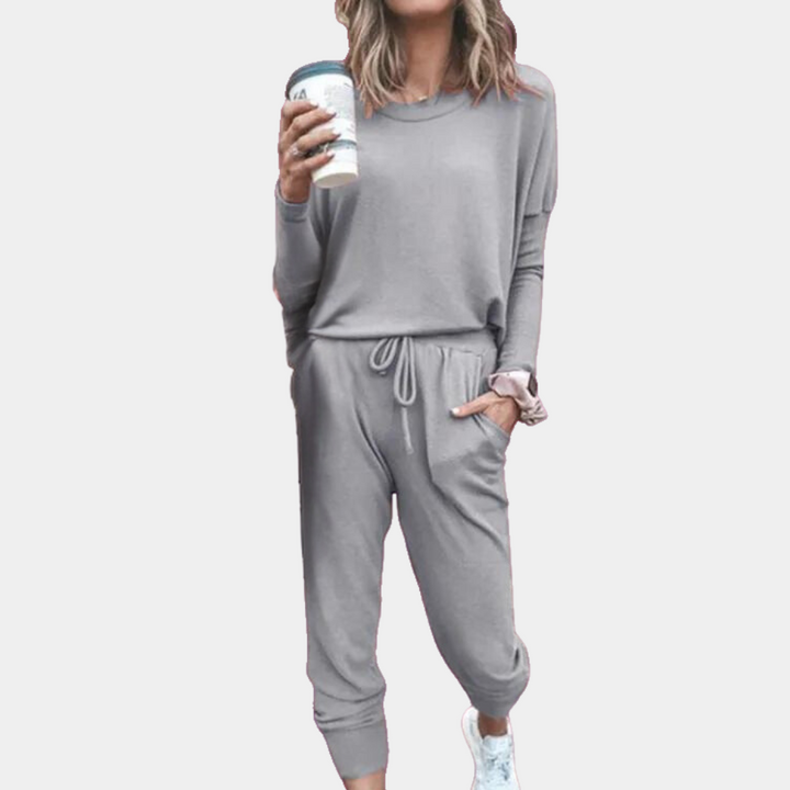 Levoire | Manches Longues Coupe Décontractée Ensemble Lounge Médical Femmes Gris