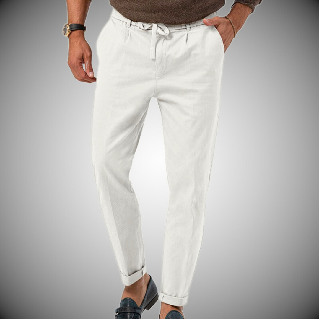 Levoire | Pantalons En Lin Pour Hommes Blanc
