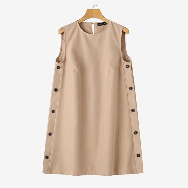 Levoire | Robe Mini Sans Manches Avec Détails En Bouton