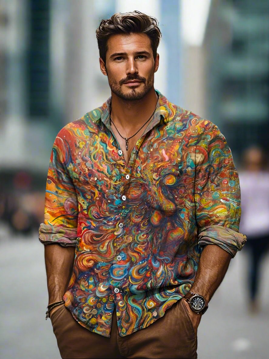 Levoire | Chemise Colorée Avec Boutons Pour Hommes Multicolore