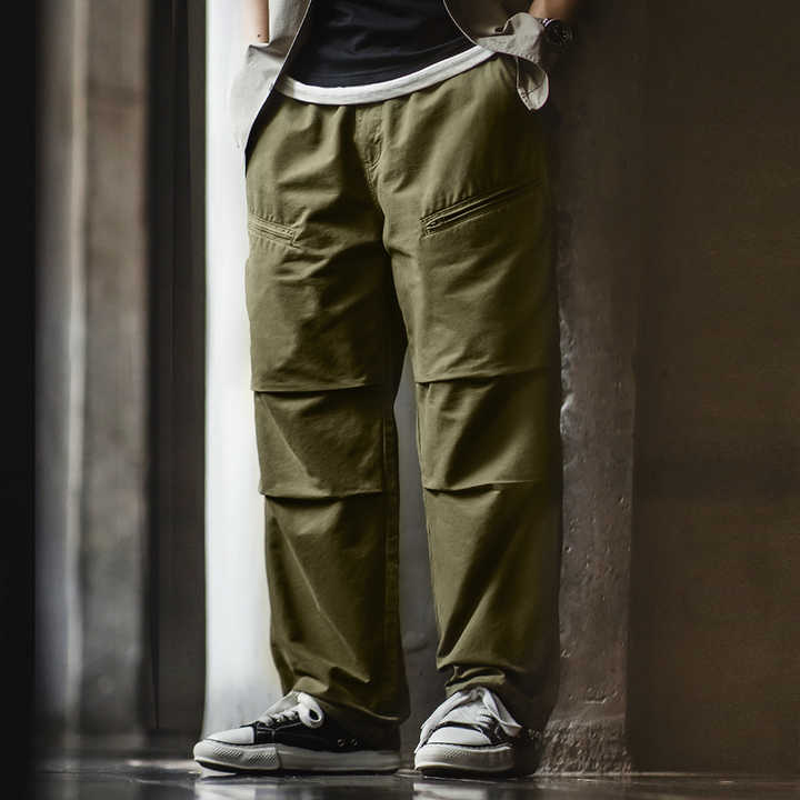 Levoire | Pantalon Cargo Rétro Avec Double Pince Et Cordon De Serrage Vert