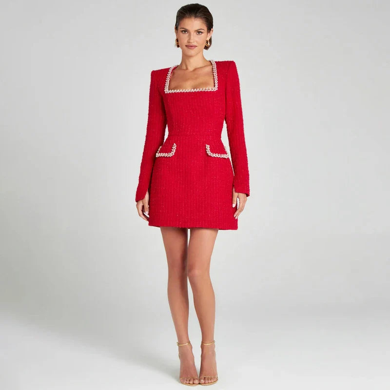 Levoire | Élégant Mini Robe Avec Accent En Perles Rot