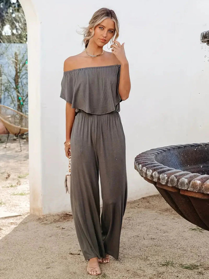 Levoire | Large Jambe Off Épaule Sans Bretelles Vêtements D'Été Gris