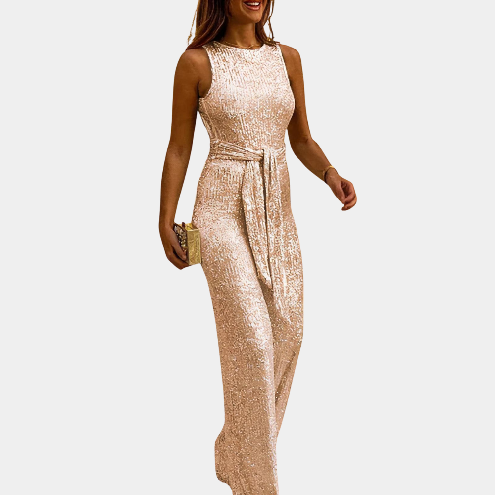 Levoire | Pantalons Unis En Glitter Shampanjakulta