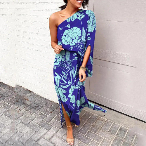 Levoire | Une Épaule Une Manche Fente Maxi Robe D'Été