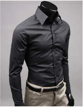Levoire | Manches Longues Slim Fit Chemise À Boutons Chemises Pour Hommes Noir