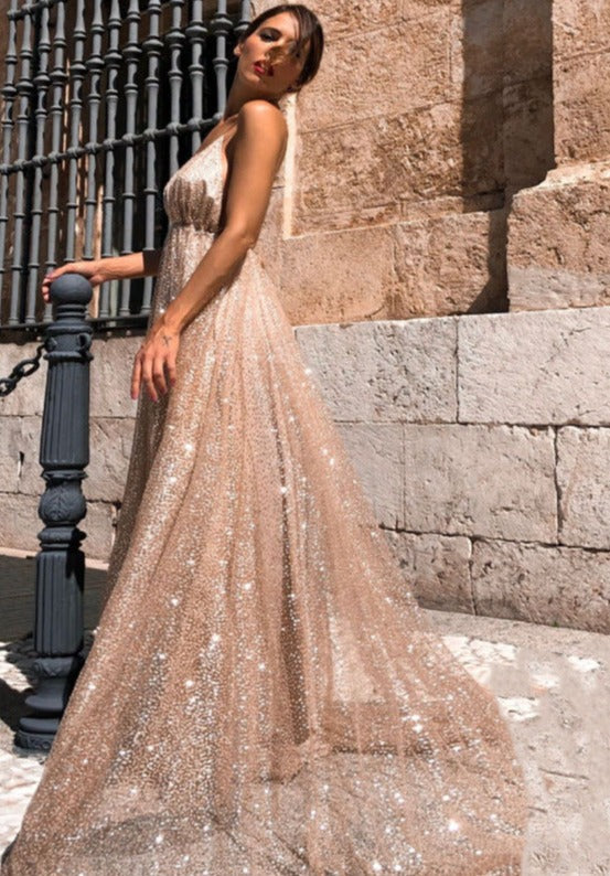 Levoire | Robe Romantique Sans Manches Décorée De Paillettes En Maille