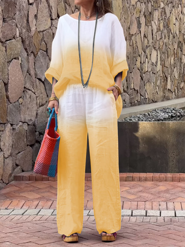 Levoire | Ensemble Deux Pièces En Coton Et Lin Pour Femmes Jaune