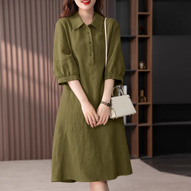 Levoire | Robe Midi Élégante Avec Fermeture À Boutons Vert