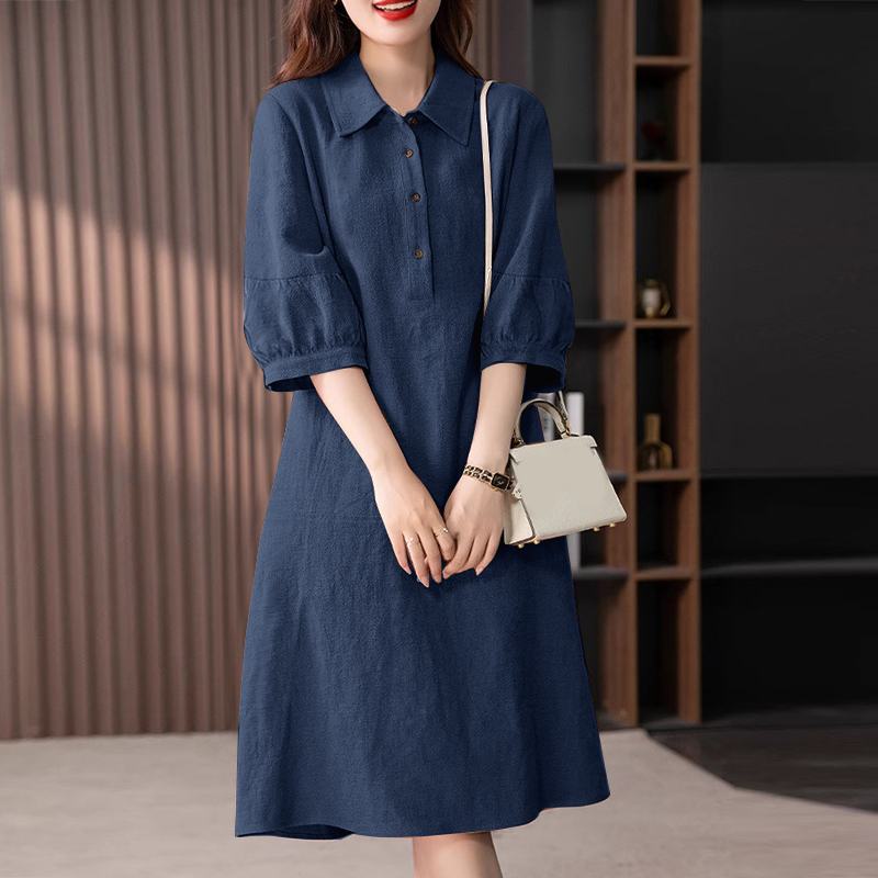 Levoire | Robe Midi Élégante Avec Fermeture À Boutons Bleu