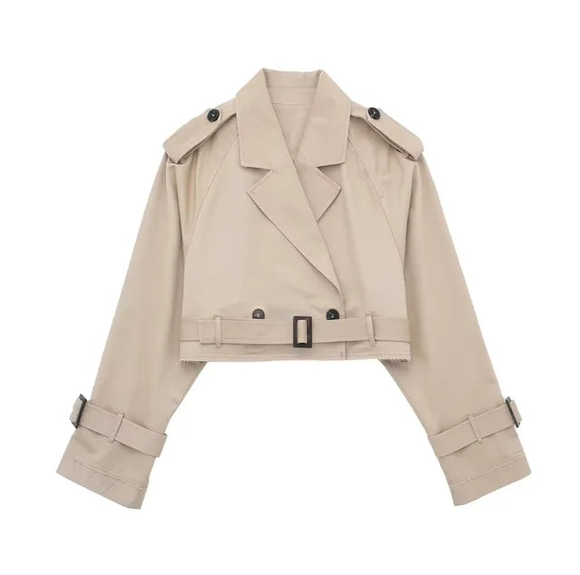 Levoire | Léger Court Élégant Trench-Coat Blanc Abricot