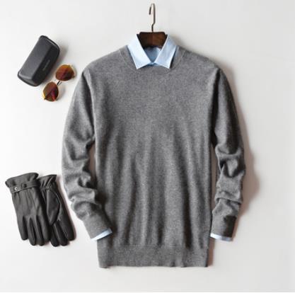 Levoire | Pull En Maille Chaud Pour Hommes Gris - Encolure ronde