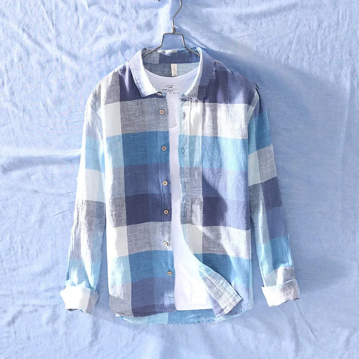 Levoire | Chemise À Carreaux Intemporel Hommes Bleu 2