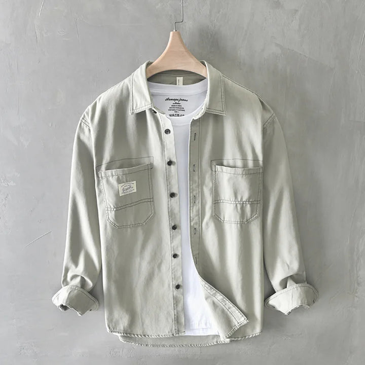 Levoire | Chemise En Denim Cargo Decontracte Hommes Gris