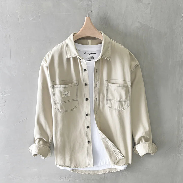 Levoire | Chemise En Denim Cargo Decontracte Hommes Khaki