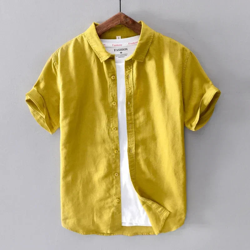Levoire | Chemise En Lin Decontractee Intemporelle Hommes Jaune