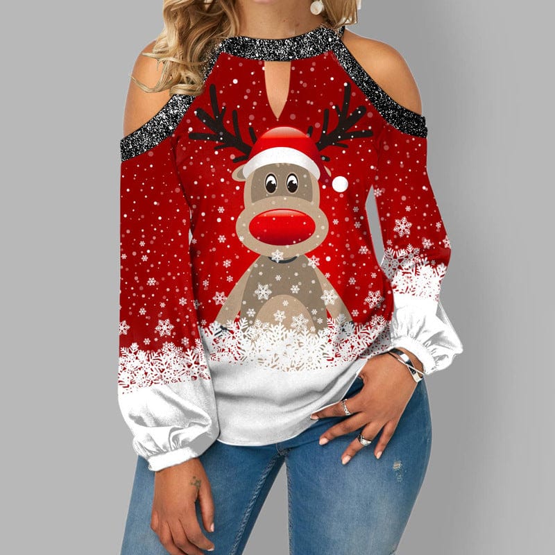 Levoire | Femme Longues Manches Off Shoulder Rudolf Blouse Rot