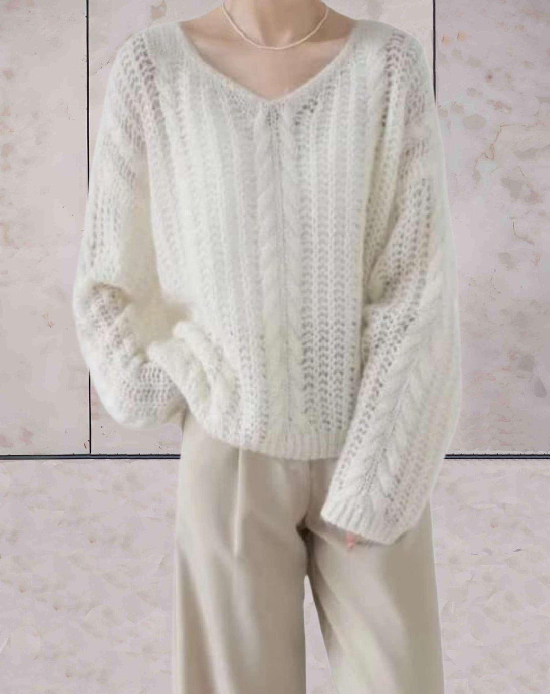 Levoire | Pull D’Hiver Bi-Matière Élégant Blanc