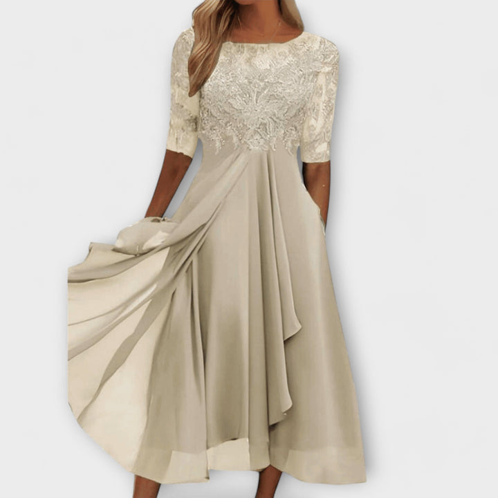 Levoire | Robe Pour Invités De Mariage Beige