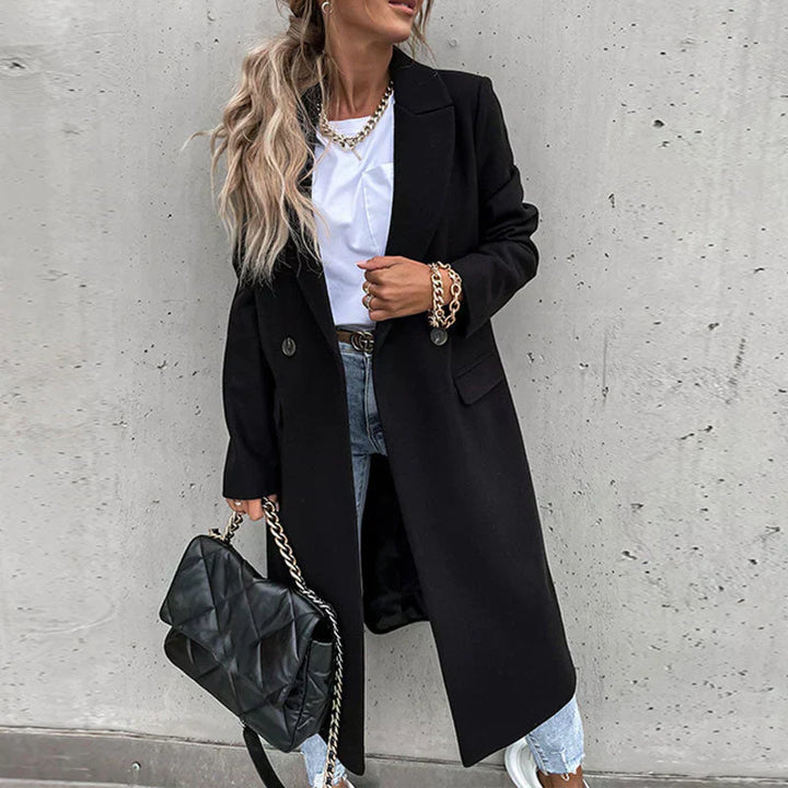 Levoire | Manteau D'Automne Élégant Avec Boutons Pour Femmes Noir