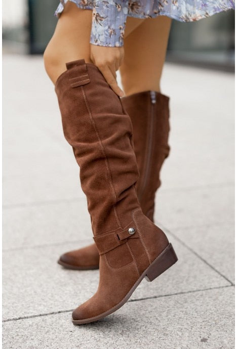 Levoire | Fermeture Éclair Plat Bottes Longues Bottes Pour Femmes Marron foncé