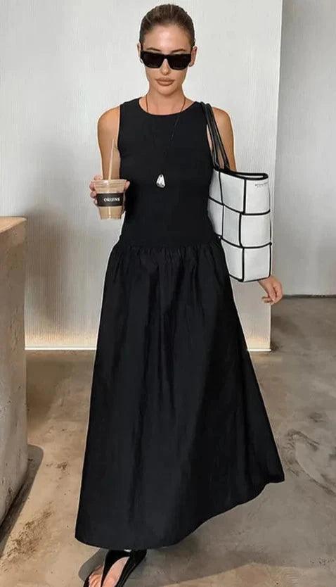 Levoire | Robe Maxi Longue Sans Manches Noir