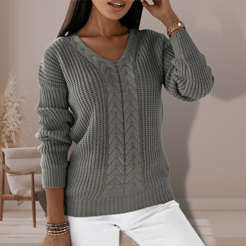 Levoire | Pull En Tricot À Motif De Cable Avec Décolleté En V