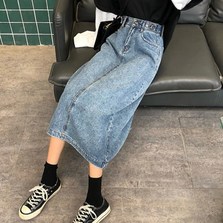 Levoire | Style Nœud Bleu Jupe Longue En Jean