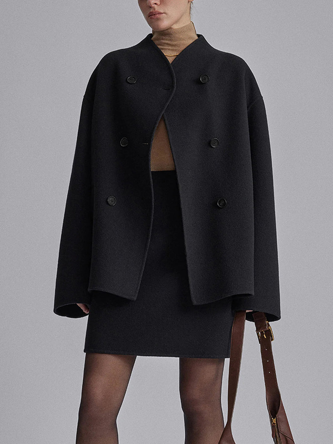Levoire | Veste Pour Femmes Avec Double Rangée De Boutons En Mélange De Laine Noir