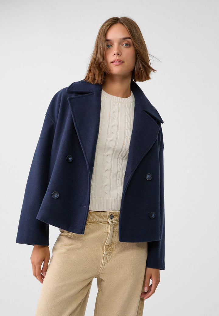 Levoire | Doublé Surdimensionné Manteau En Mélange De Laine Manteau Pour Femmes Bleu marin