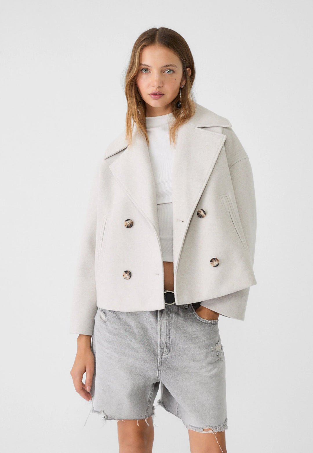 Levoire | Doublé Surdimensionné Manteau En Mélange De Laine Manteau Pour Femmes Beige
