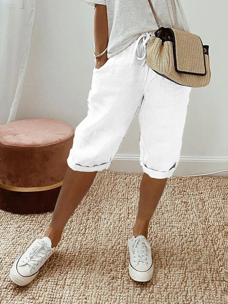 Levoire | Short Femme En Lin Coton Blanc