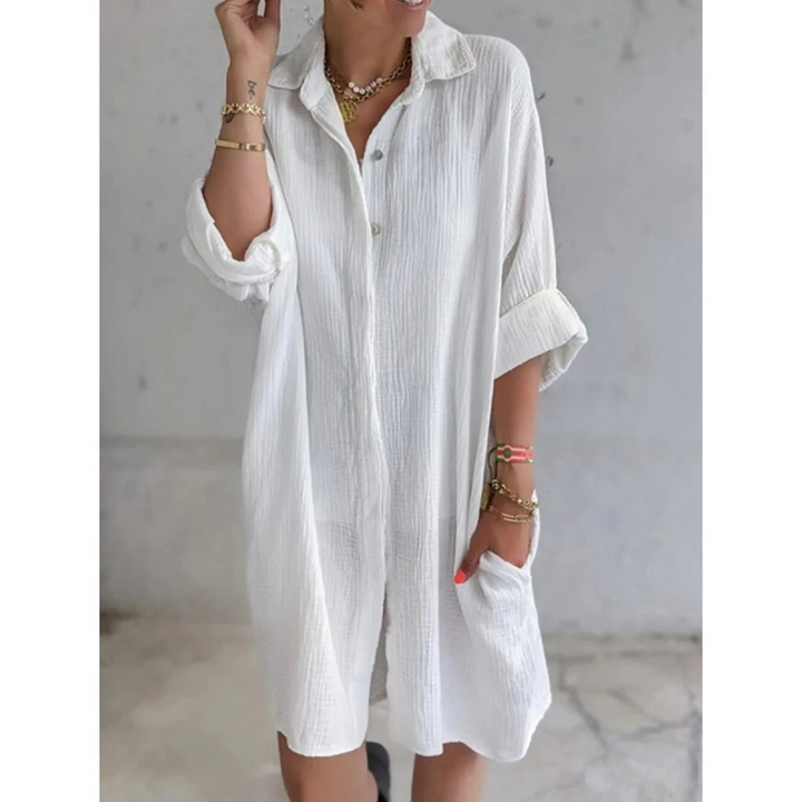 Levoire | Bouton Robe Chemise Confortable Blanc
