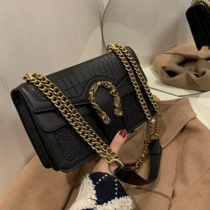 Levoire | Vintage Cuir Crocodile Motif Sac Noir