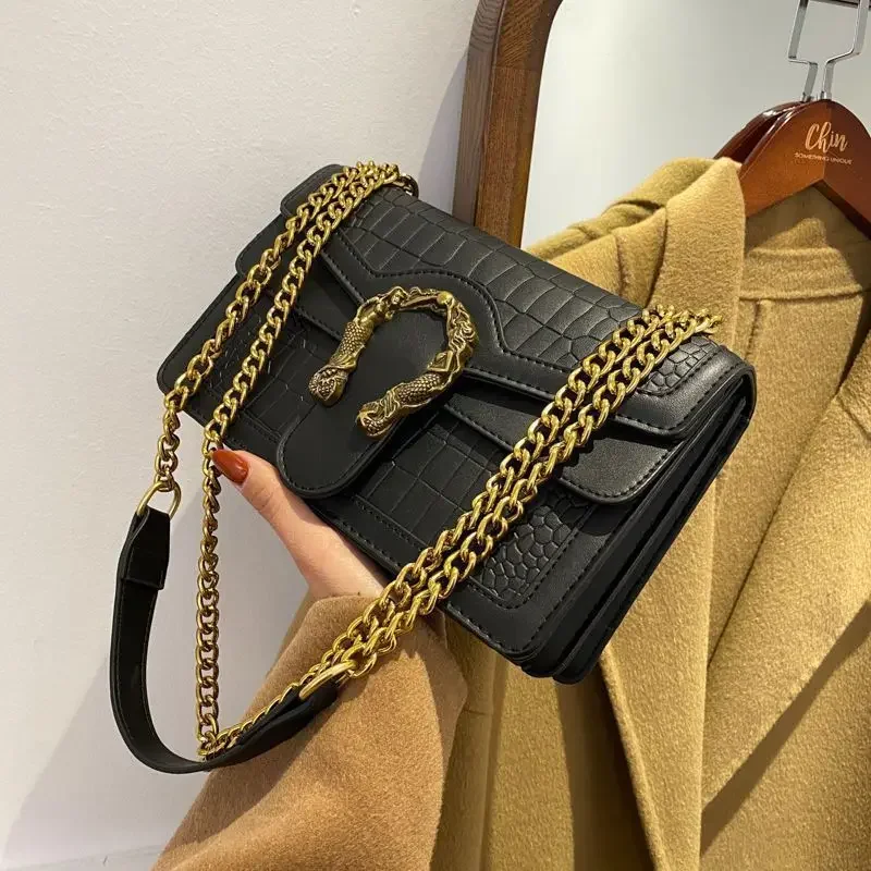 Levoire | Vintage Cuir Crocodile Motif Sac Noir