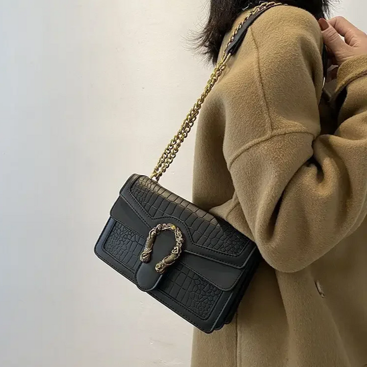 Levoire | Vintage Cuir Crocodile Motif Sac Noir