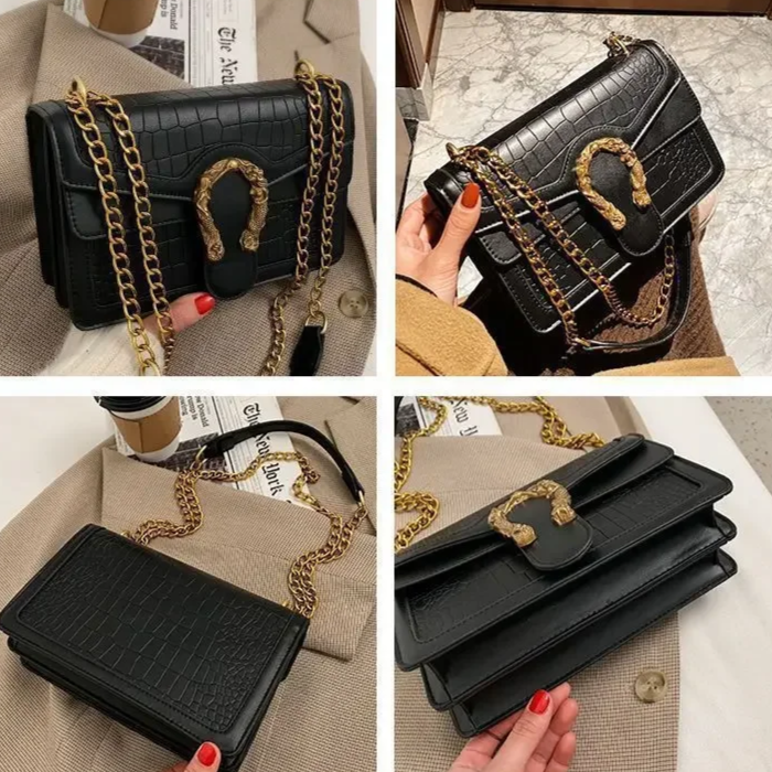 Levoire | Vintage Cuir Crocodile Motif Sac Noir