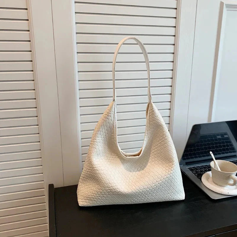 Levoire | Sac Cuir Vegan Quotidien Sac Tissé Sac À Épaule Blanc