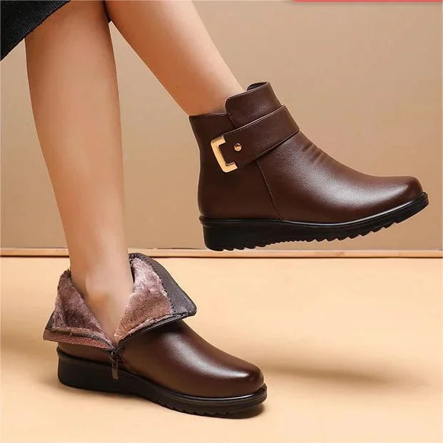 Levoire | Bottes orthopédiques en laine pour femmes avec boucle en métal Marron