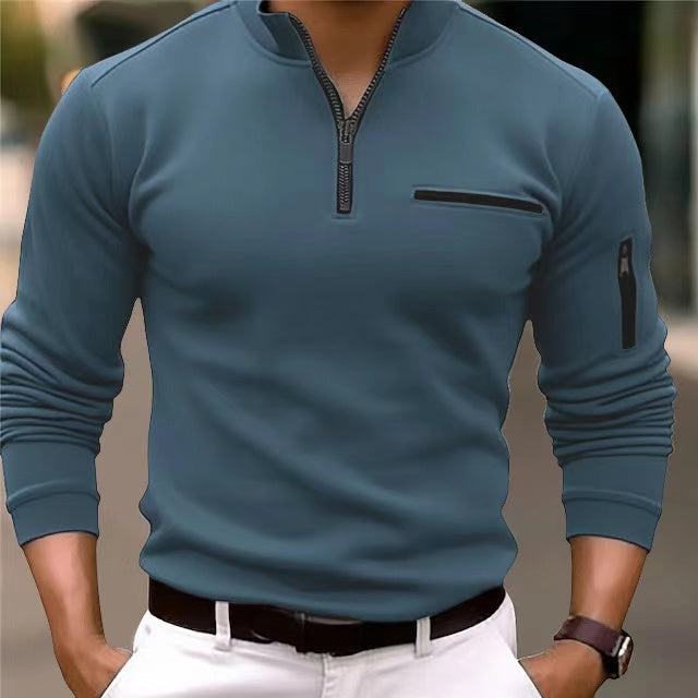 Levoire | Pull Pour Hommes Avec Fermeture Éclair Et Poches Bleu clair