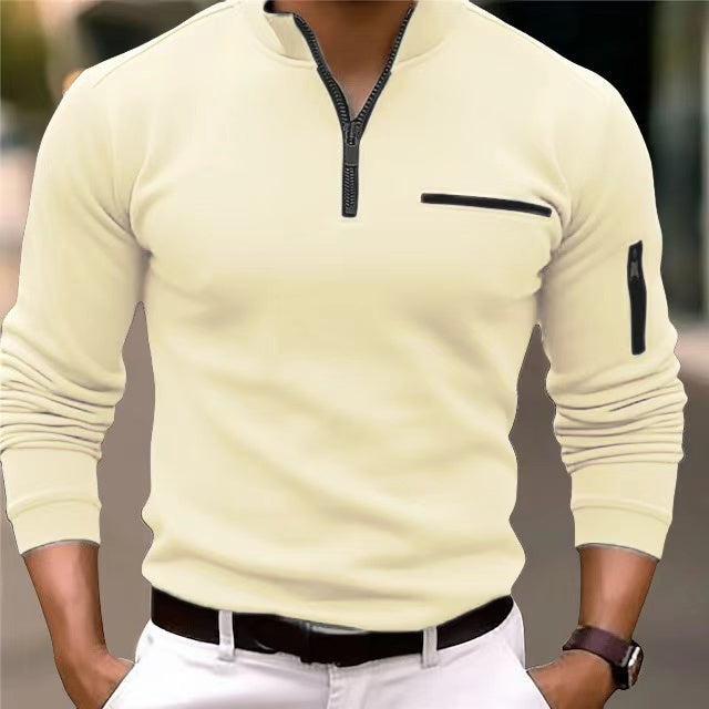 Levoire | Pull Pour Hommes Avec Fermeture Éclair Et Poches Jaune