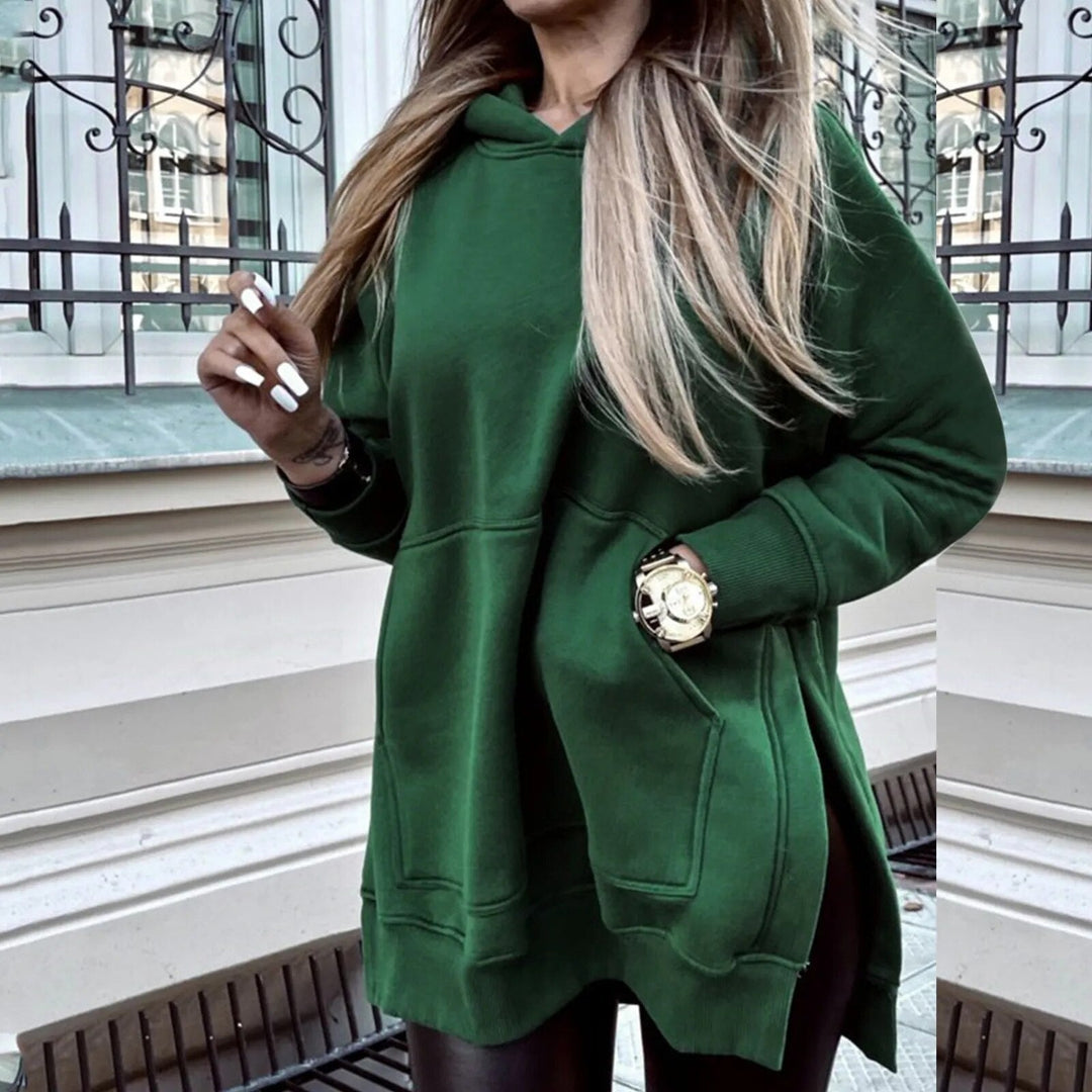 Levoire | Veste Élégante Avec Capuche Et Fente Vert