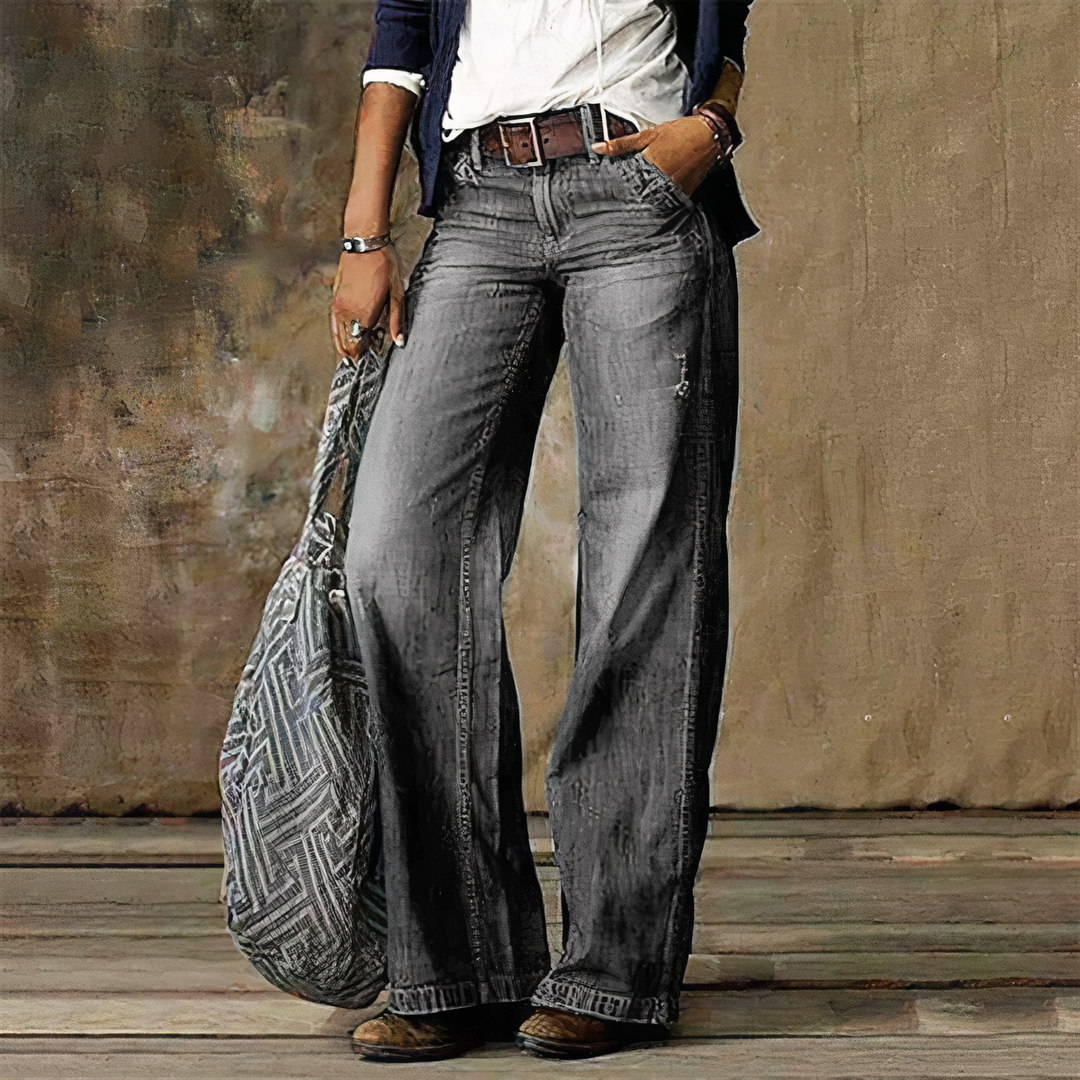 Levoire | Femme Jeans Taille Haute - Rétro Gris clair