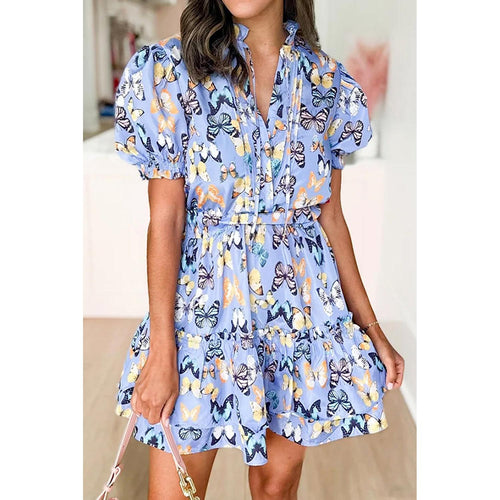 Levoire | Robe À Volants Avec Manches Courtes À Fronces