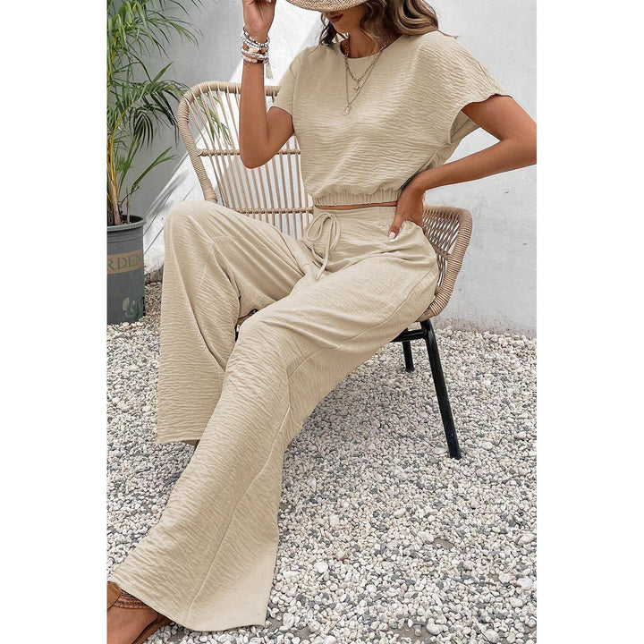 Levoire | Haut De Crop À Manches Courtes Ensemble Pantalon Large