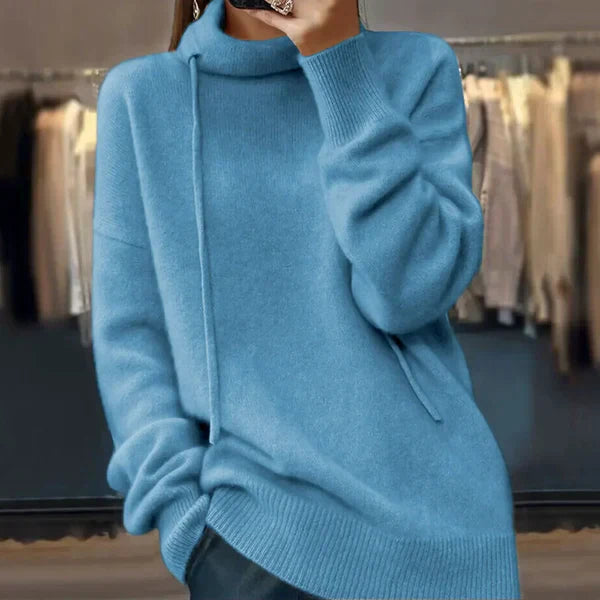 Levoire | Pull En Maille À Manches Longues Et Col Montant Bleu